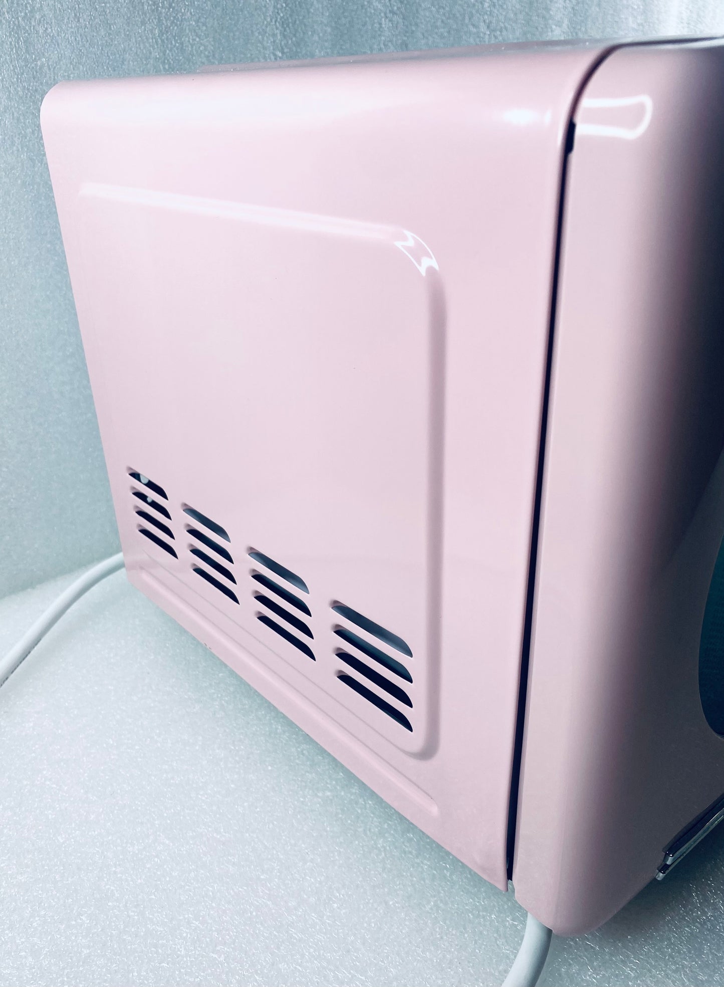 Like New Nostalgia 7 Cu. Ft. Retro Compact Countertop Microwave Oven, Pink
