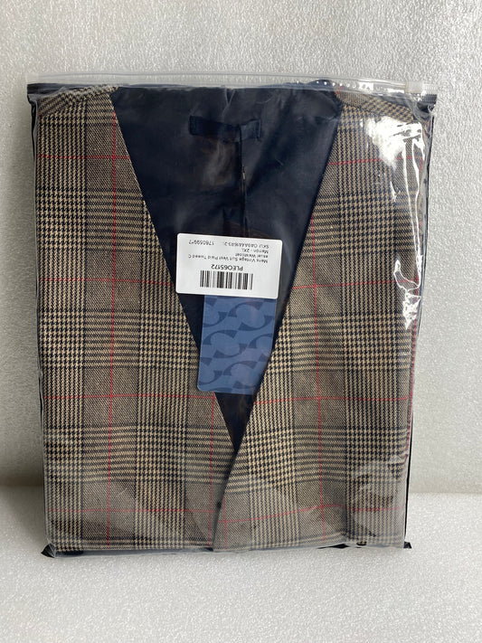 New Cloudstyle Men's Vintage Suit Vest Plaid Tweed Casual Waistcoat Marron 2XL