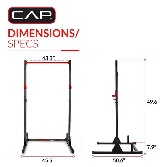 CAP Barbell Multi-Functional Power & Squat Rack With Bar Holder, Black/Red