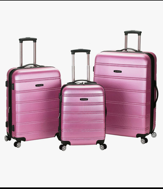Set Of 3 - New Open Box Rockland Melbourne Expandable Spinner Wheel Luggage Set