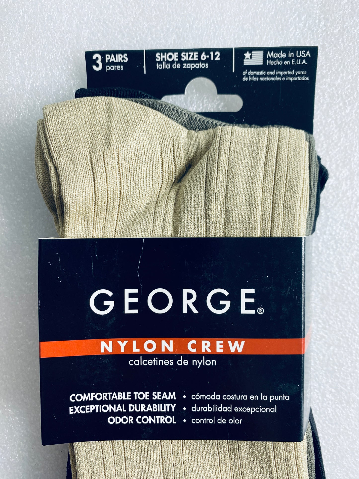 Lot Of 2 New – George Nylon Crew Socks, Shoe Size 6-12, 6 Pairs Total