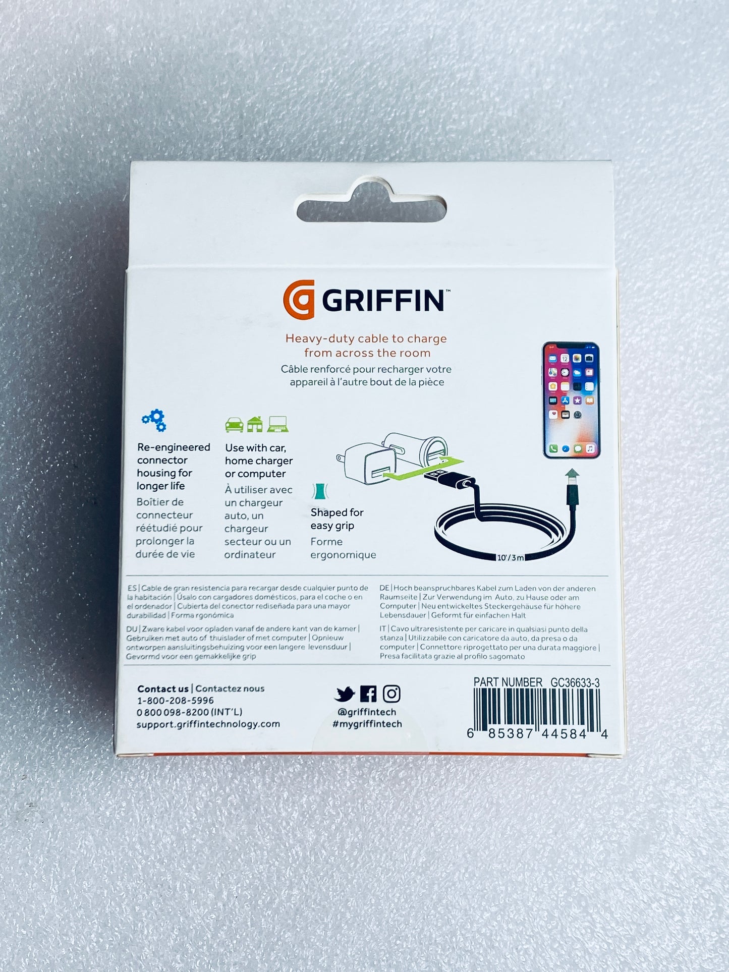 Lot Of 2 - New Griffin 10'/3M Charge/Sync Cable W/ USB To Lightning Connector