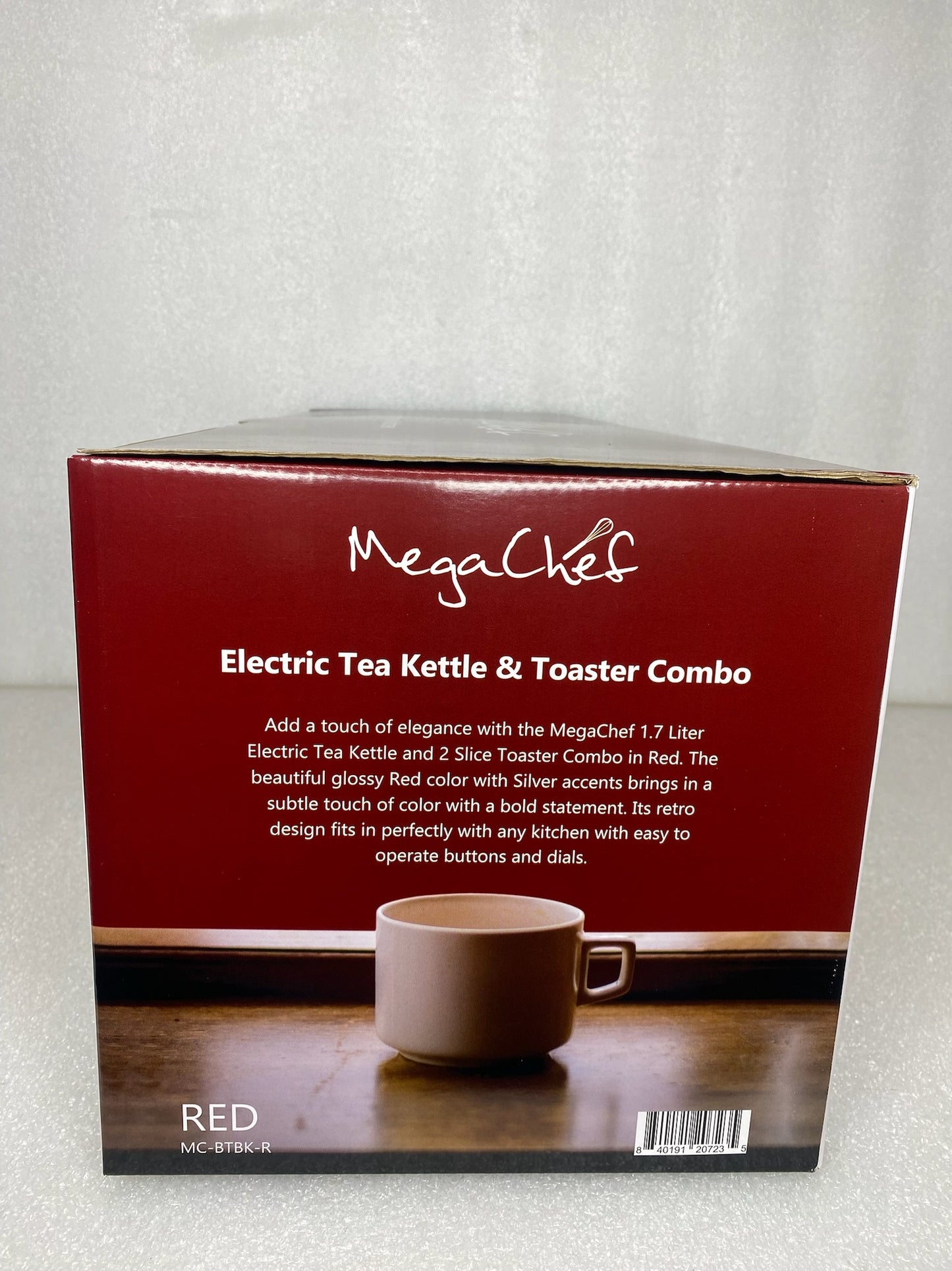 New MegaChef 1.7 Liter Electric Kettle & 2 Slice Toaster In Matte Cream Red