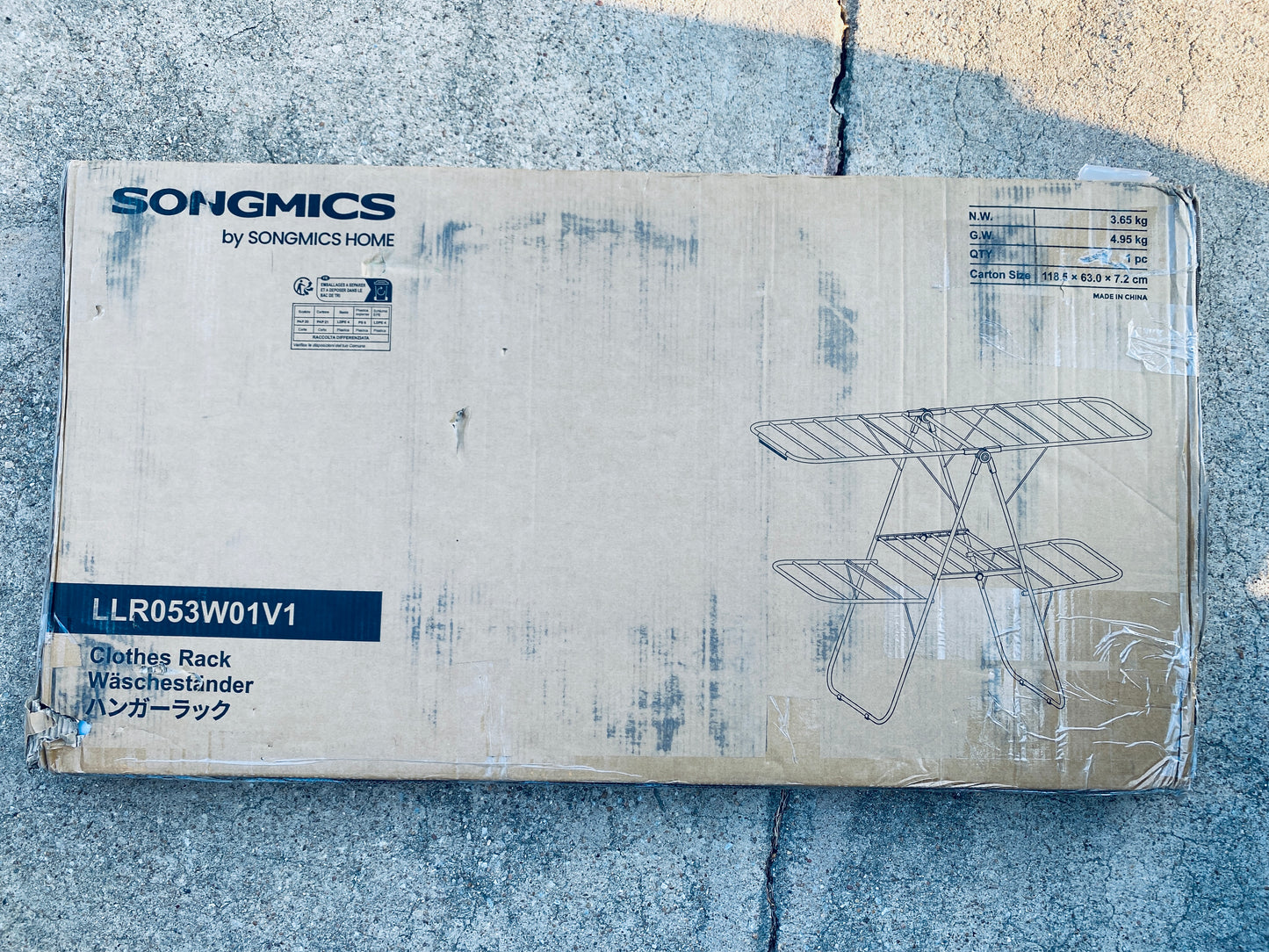 New SONGMICS Foldable 2-Level Laundry Clothes Drying Rack, Silver