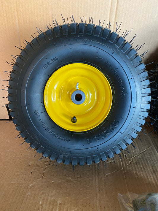 Set Of 2-New Other Aremae 15x6.00-6 Tubeless Lawn Mower Tires With 3/4" Bushing