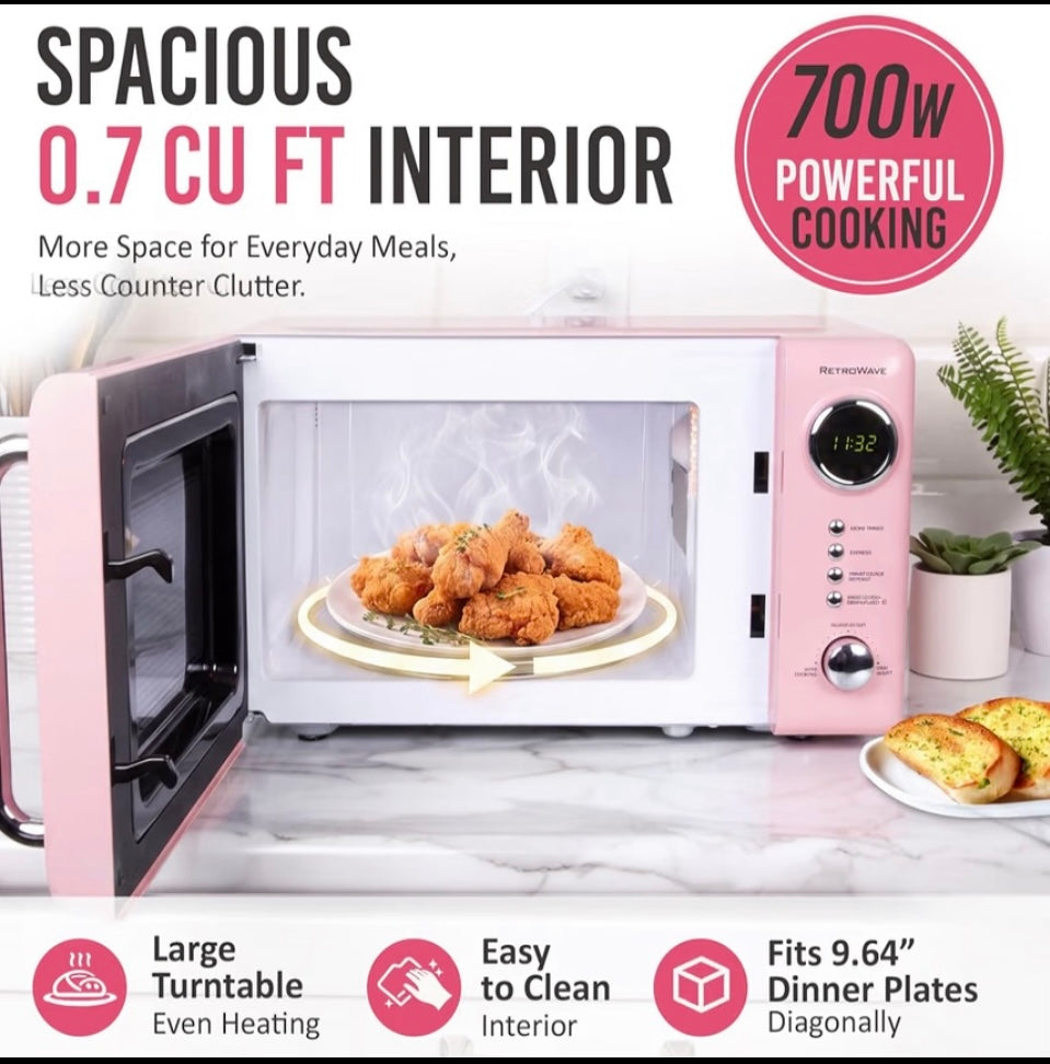 New Other Nostalgia 0.7 Cu. Ft. Retro Microwave, Pink