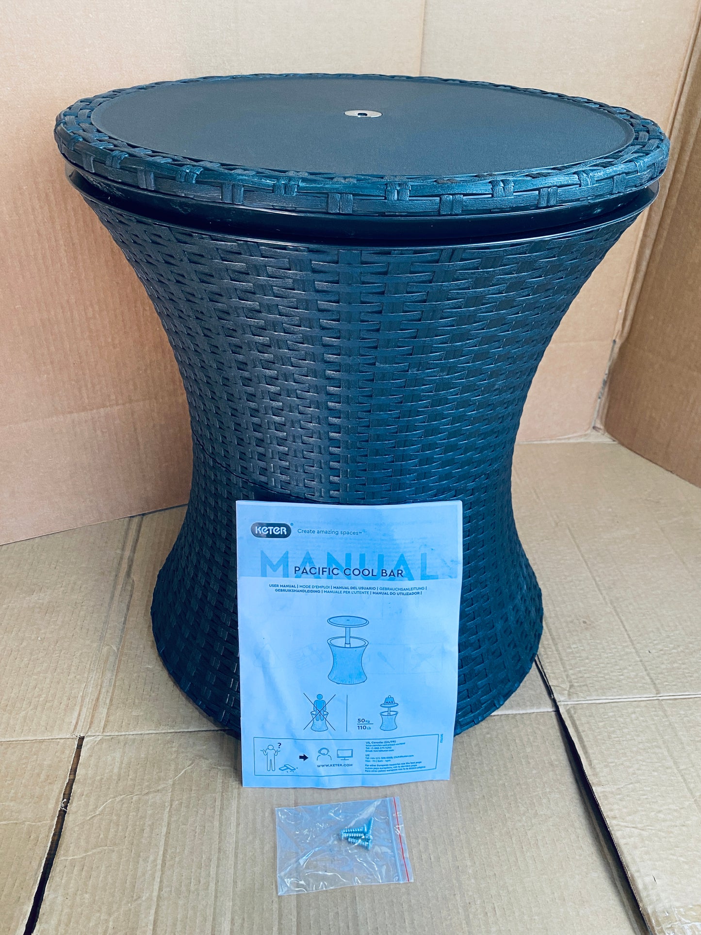 New Other Keter Pacific Cool Bar Outdoor Side Table W/ 7.5 Gallon Cooler, Brown