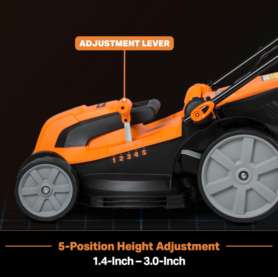 LawnMaster MEB1216K Electric Lawn Mower 16" 12AMP, Black & Orange
