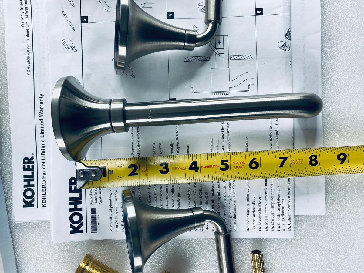 New Other Kohler Tone Wall-Mount Bathroom Sink Faucet Set With Two Lever Handles