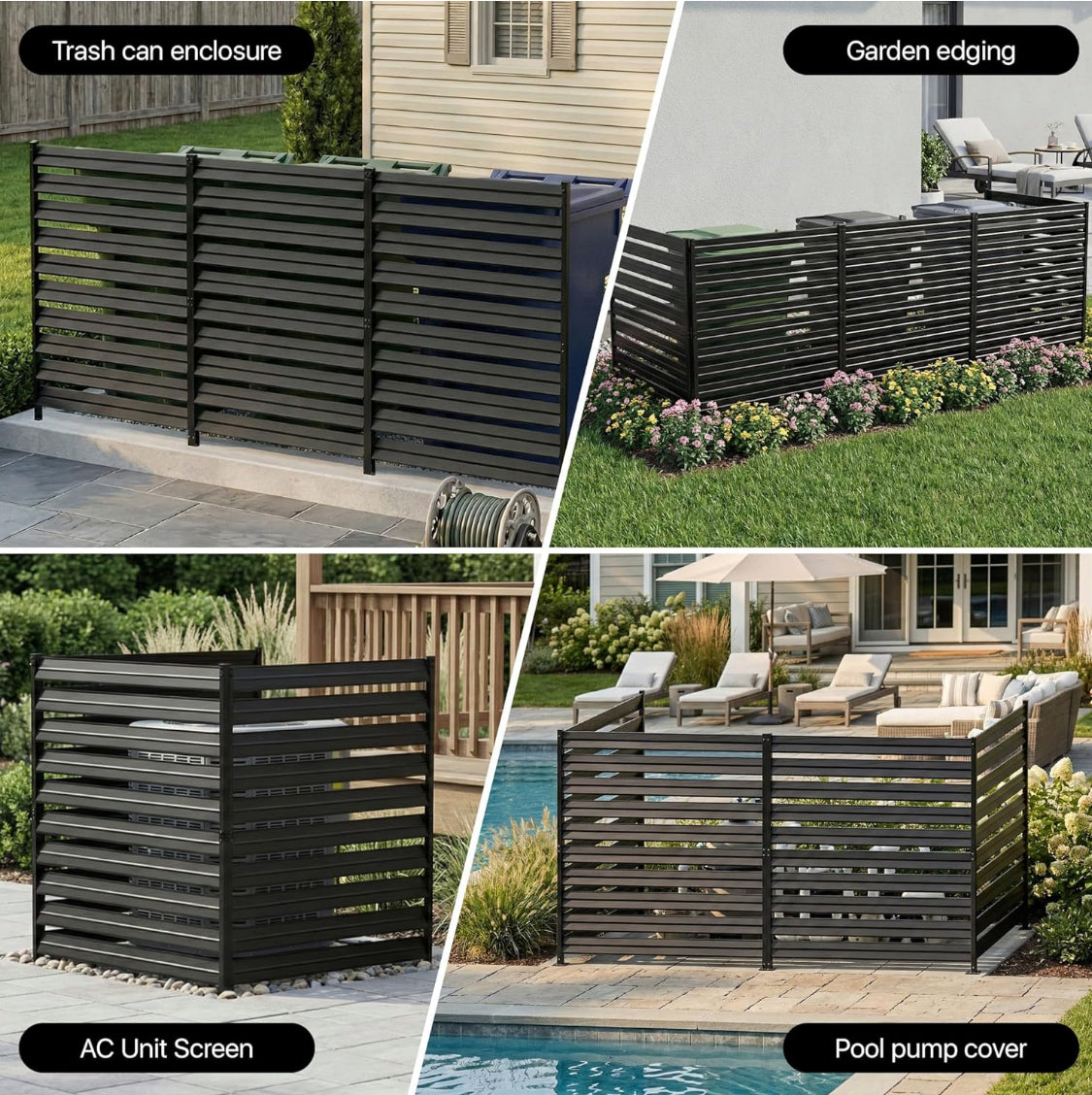 New Other SMARTSTANDARD 3 Panel 38" W x 40" H Metal Air Conditioner Fence, Black