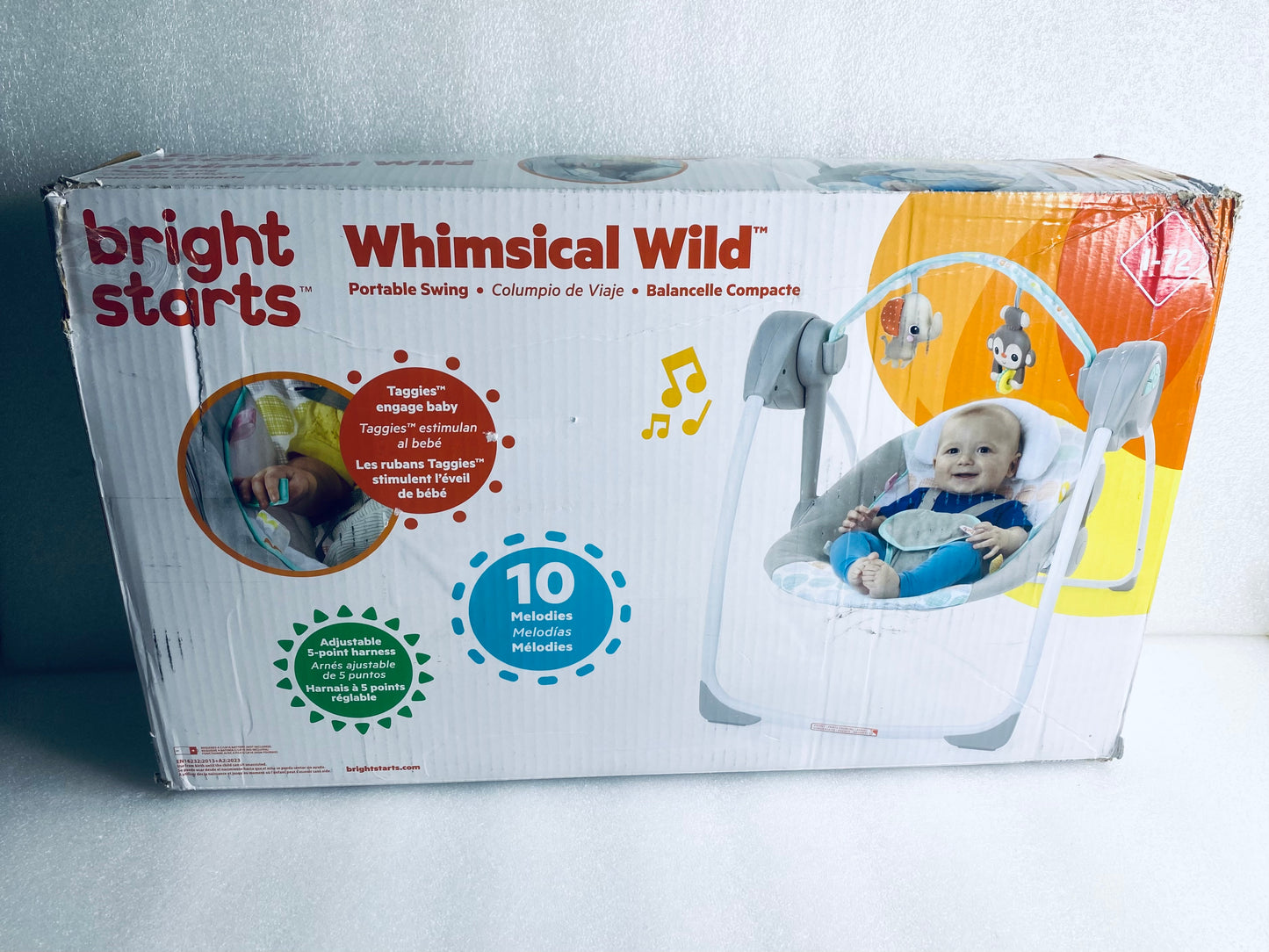 Bright Starts Automatic 6-Speed Portable Baby Swing, Whimsical Wild