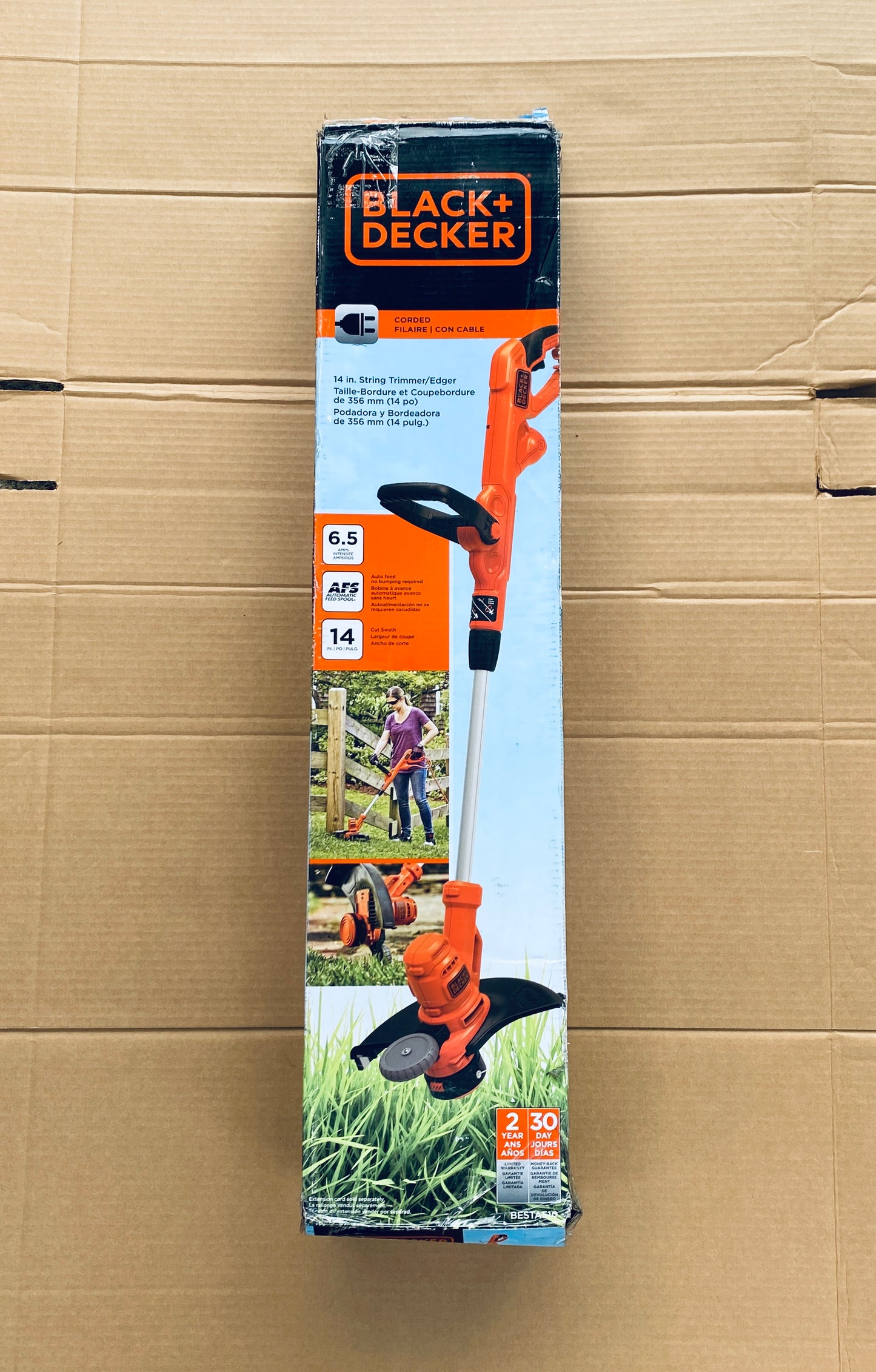 New Open Box Black & Decker 2In1 Auto Feed 6.5 Amp 14” String Trimmer/Lawn Edger