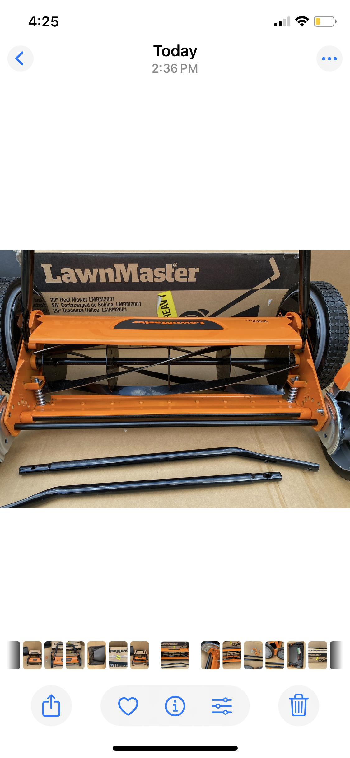 LawnMaster 20” 5-Blade Push Reel Lawn Mower, Orange/Black