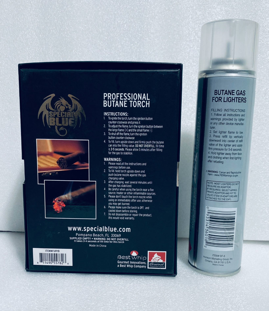new open box - special blue fury butane torch & king universal 9.87 fl. oz. fuel