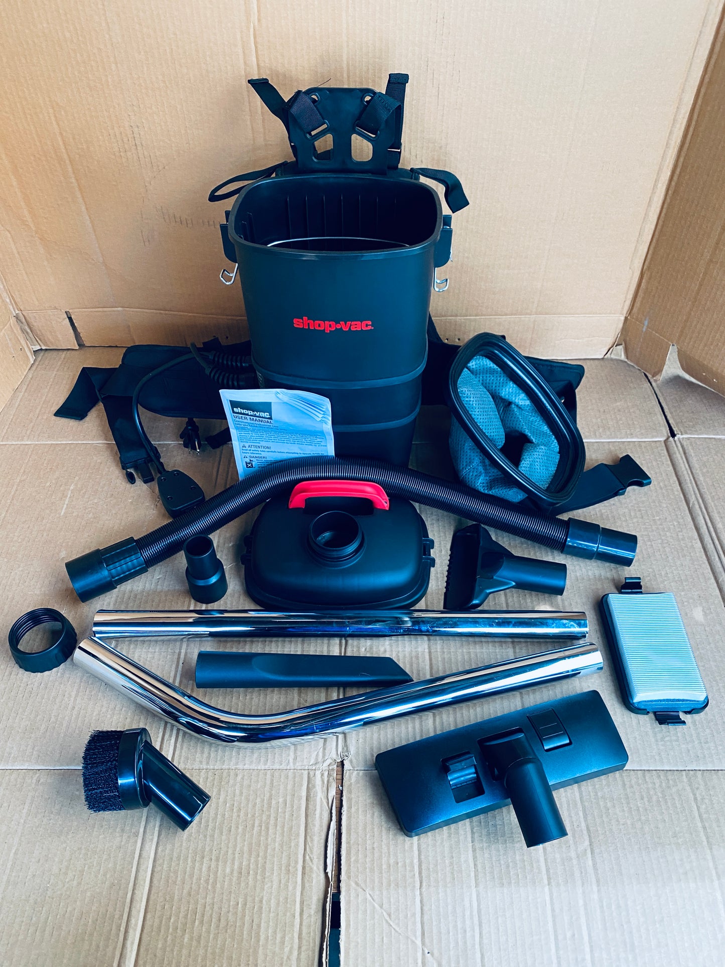 Shop-Vac Commercial 1.5 Gallon 4.5 PHP Corded Canister Backpack Vacuum, Black
