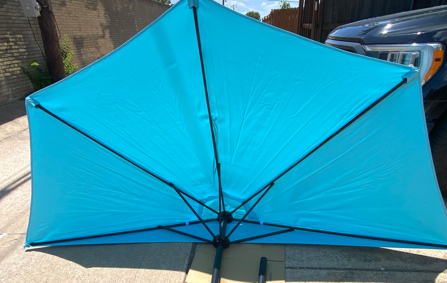 New Other Pure Garden Outdoor Half 9’ Patio Shade With Easy Crank & Tilt, Aqua Blue