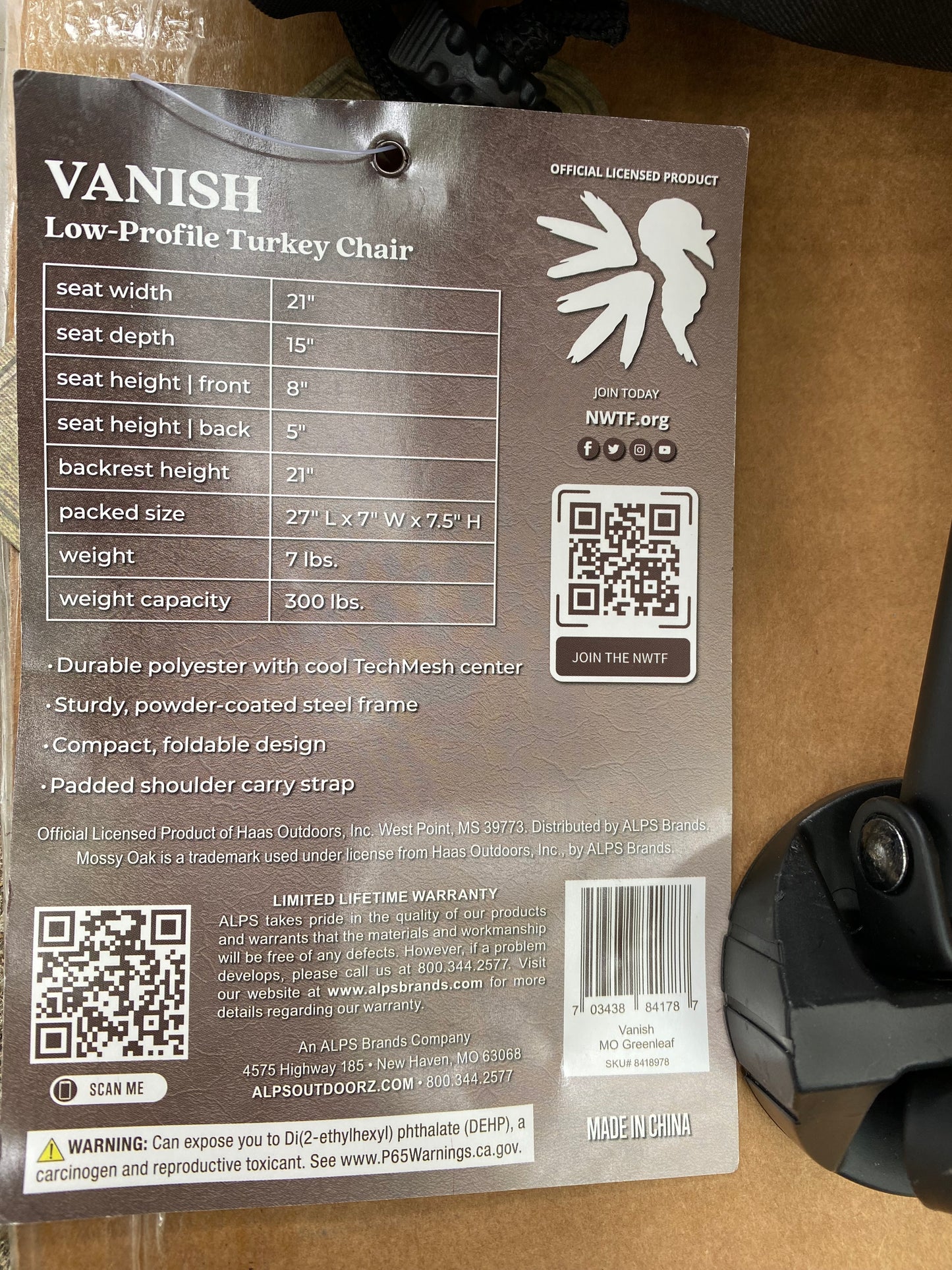 New Other NWTF Vanish Low Profile Outdoor Turkey Chair With Carrying Bag, Camo