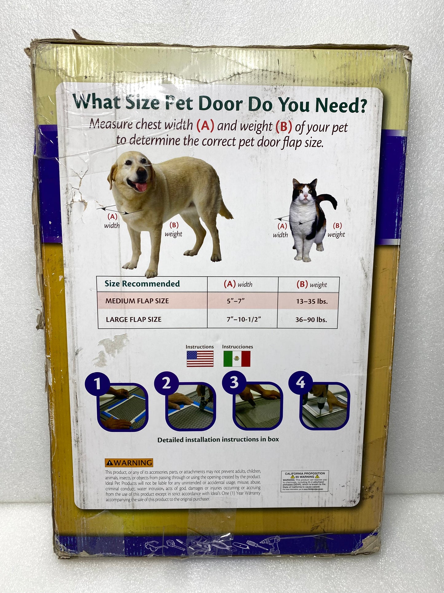 ideal Pet Products Screen-Guard Pet Door Large Flap Size 10 1/2” x 15”, White