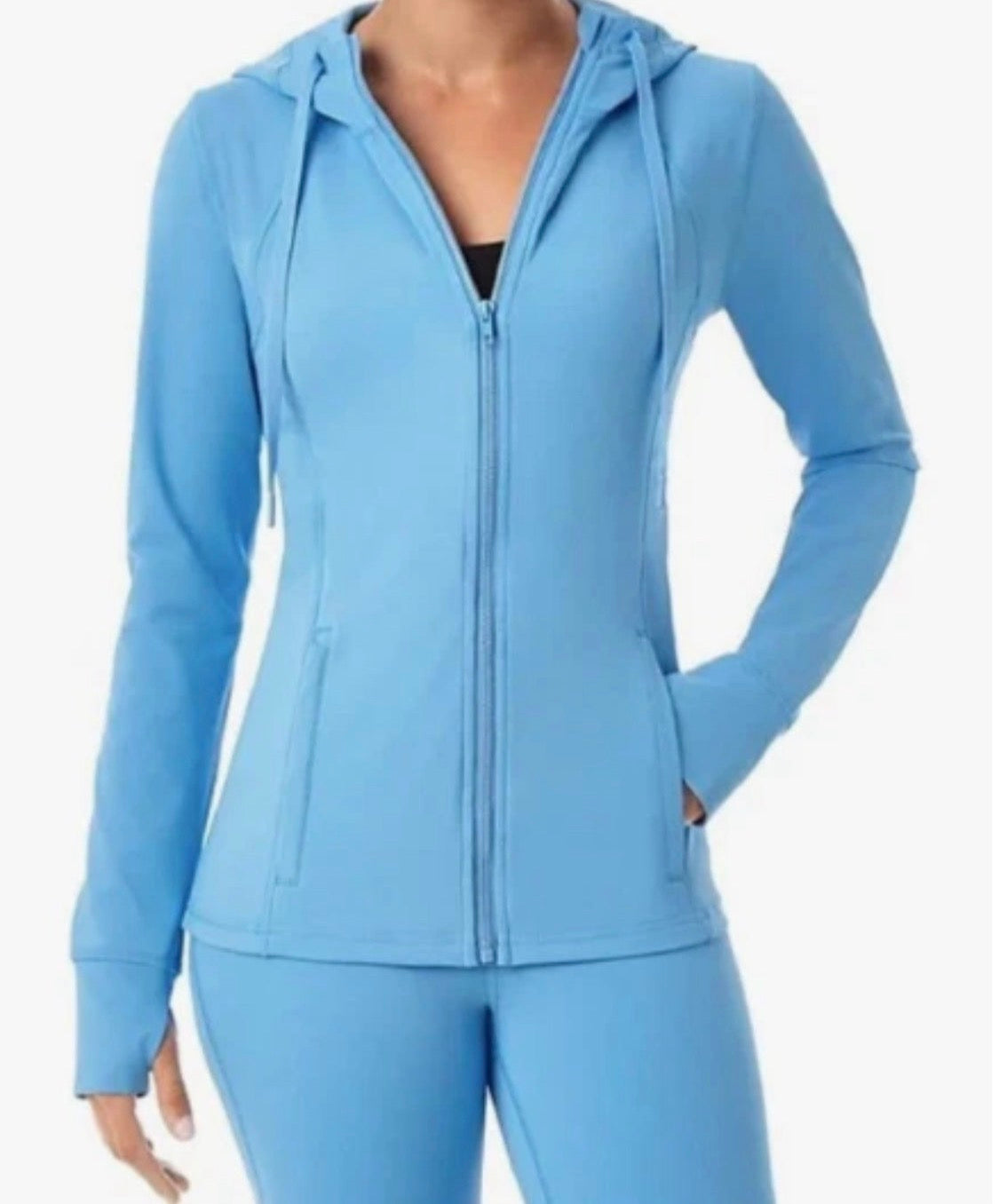 New Members Mark Ladies Everyday Moisture Wicking Full Zip Hooded Performance Jacket XXL, Blue Hills