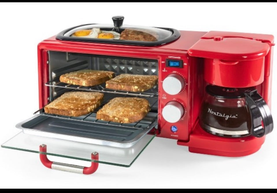 New Other Nostalgia Retro 3-in-1 Breakfast Station, Red