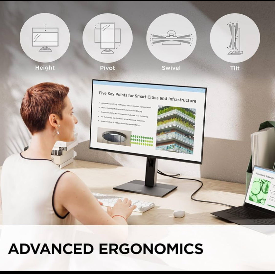 New Open Box ViewSonic 24” 1080p Ergonomic Monitor W/ Tilt, Swivel & Pivot