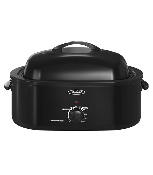 New Sunvivi 22lb 18 Quart Electric Roaster Oven With Self-Basting Lid, Black