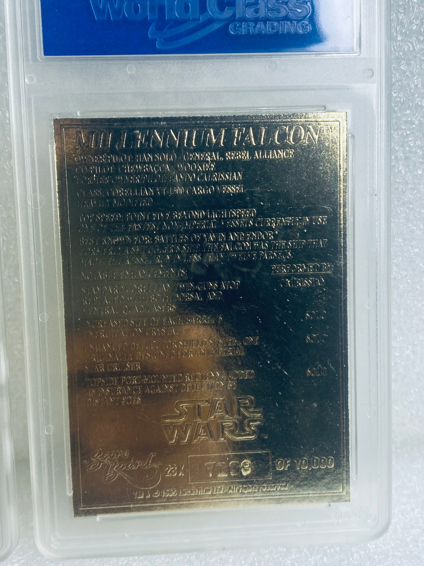 Set of 2 Star Wars 23 KT Gold Millennium Falcon & Darth Vader 10 Gem-Mt Cards