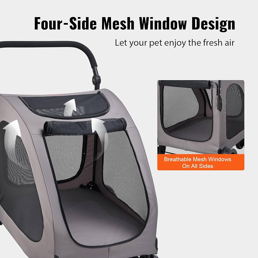 Like New VEVOR 4 Wheel Pet Stroller/Carrier With Brakes, 160lb Weight Capacity