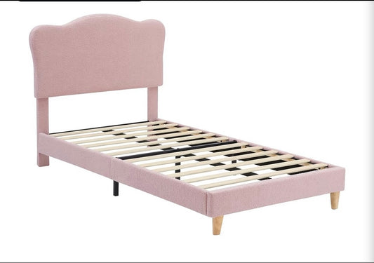 New GarveeHome Upholstered Twin Size Bed Frame For Kids, Pink