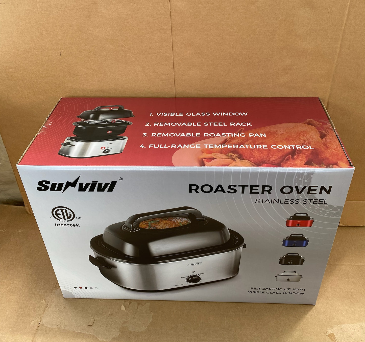 New Sunvivi 26 Qt Electric Roaster Oven W/ Glass Lid & Cool-Touch Handles, White