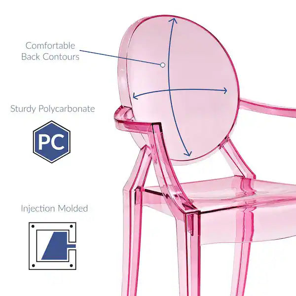 New Other Modway 36” Casper Pink Plastic Dining Arm Rest Chair With Gloss Finish
