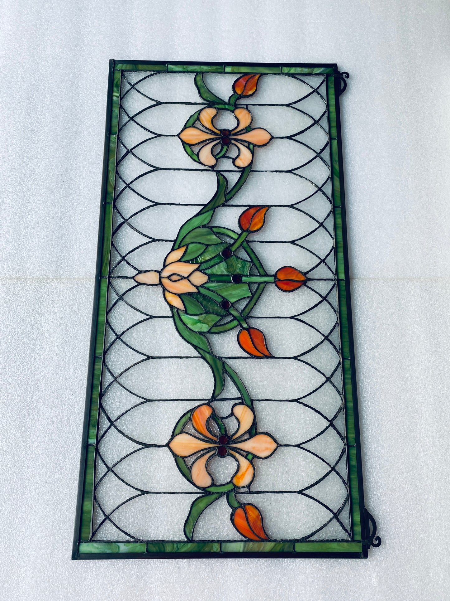 new Open Box-VEVOR 32”x17” Horizontal Hanging Transom Stained Glass Window Panel