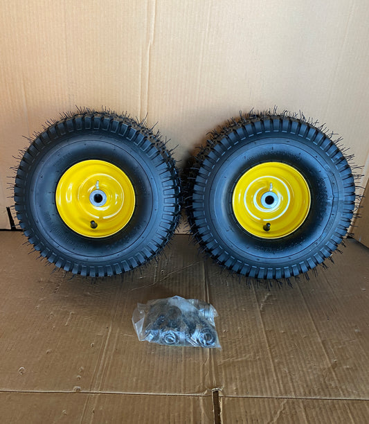 Set Of 2-New Other Aremae 15x6.00-6 Tubeless Lawn Mower Tires With 3/4" Bushing