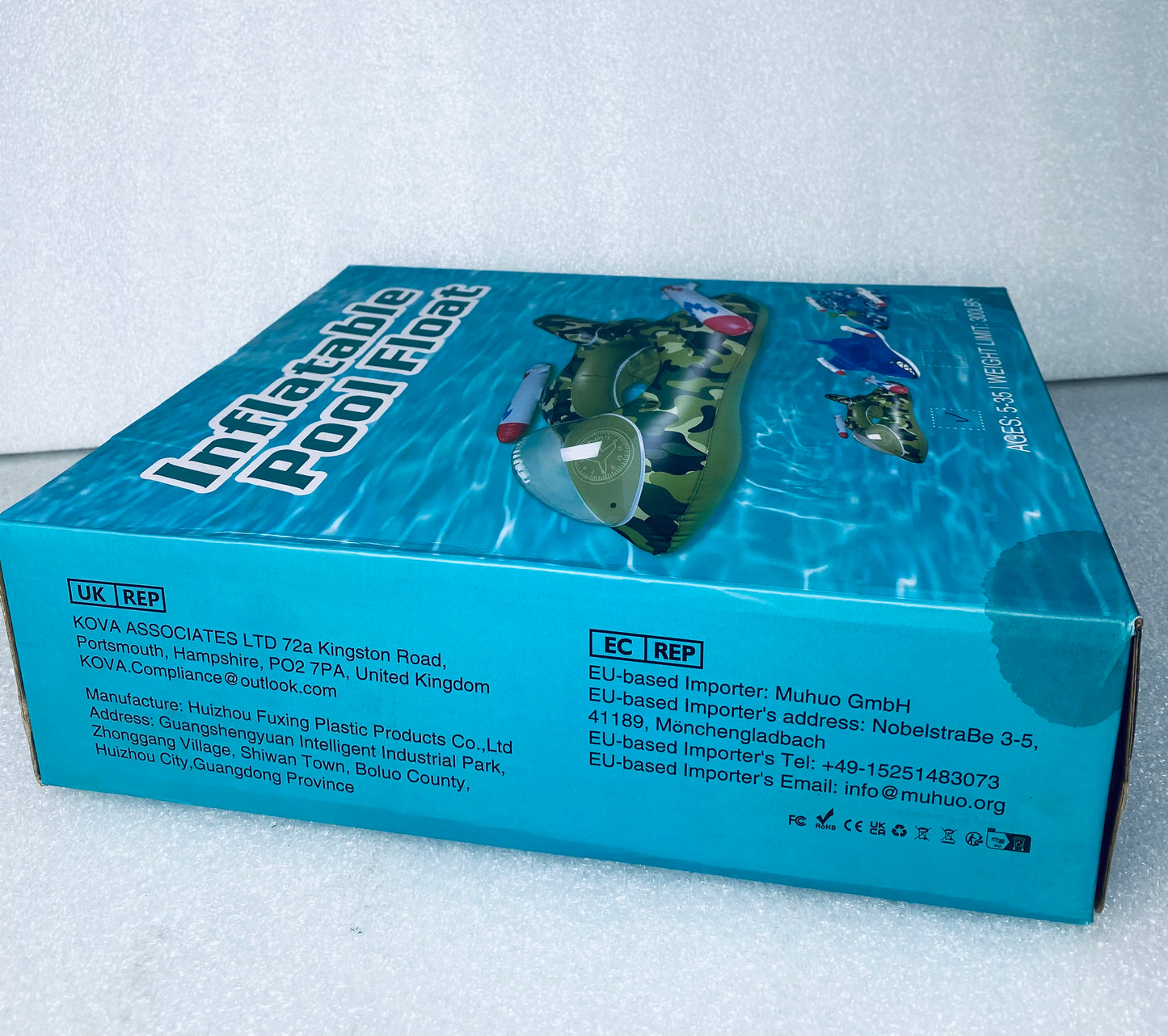 #70 - new Inflatable Pool Float, Weight Limit 300lbs Camo Ship W/Missles- (READ) - (IN CONDITION AS SHOWN)