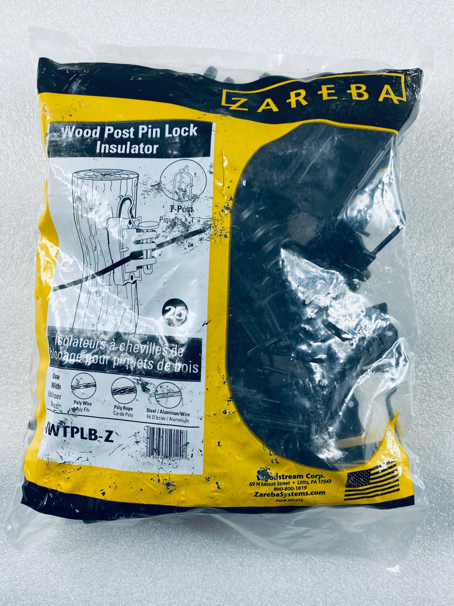 Lot Of 50 – New Zareba Wood Post Pin Lock Insulator, Black (25) Per Package