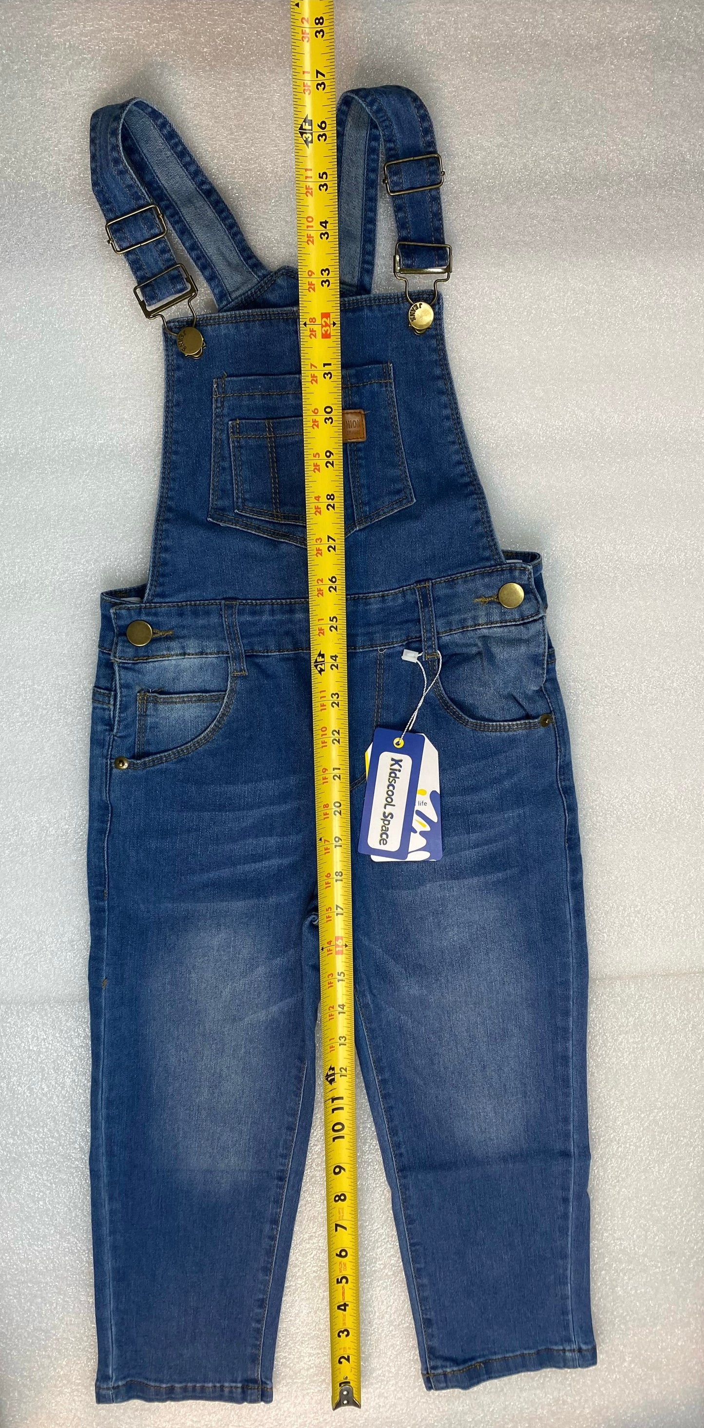 New Kidscool Space Size 5-6 Child Denim Slim Pants Jeans Overalls, Light Blue