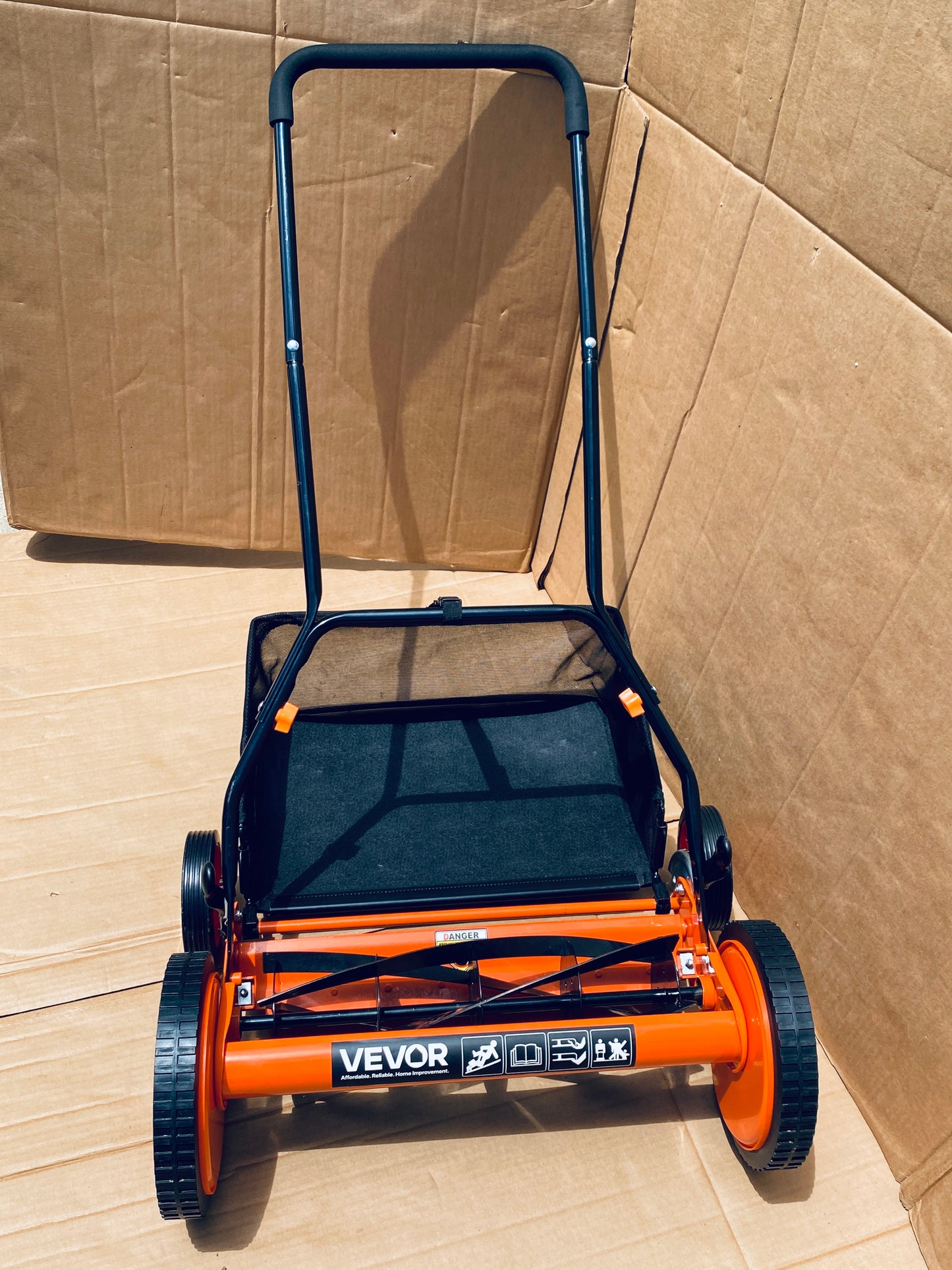 VEVOR 18” 5 Blade Height Adust Manual Push Reel Lawn Mower With & Catcher Bag