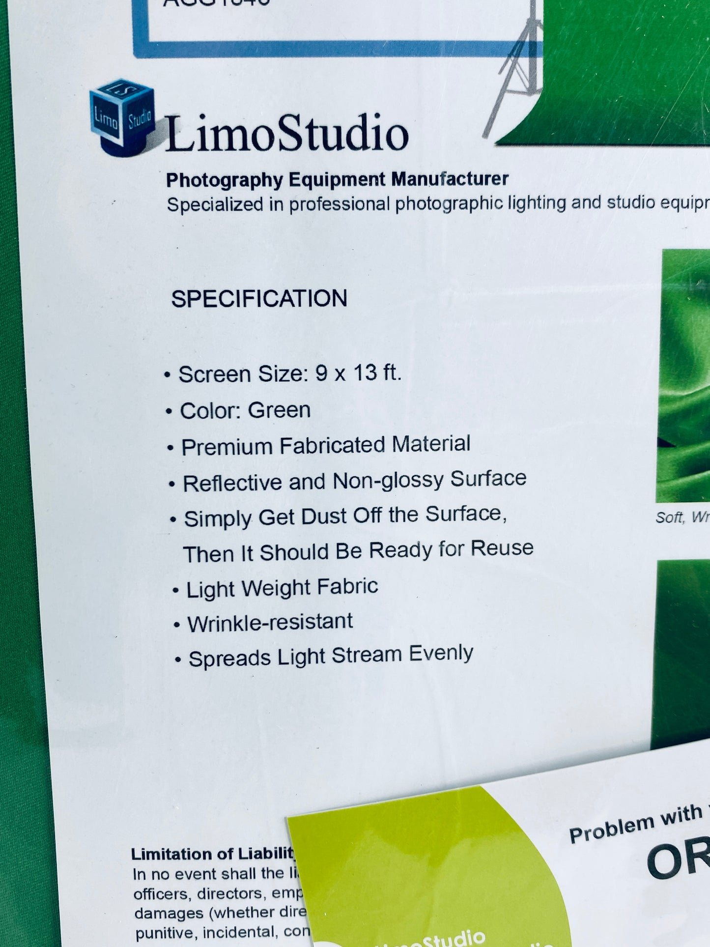 Lot Of 5 – New LimoStudio Photo Studio 9’ x 13’ Green Chromakey Background