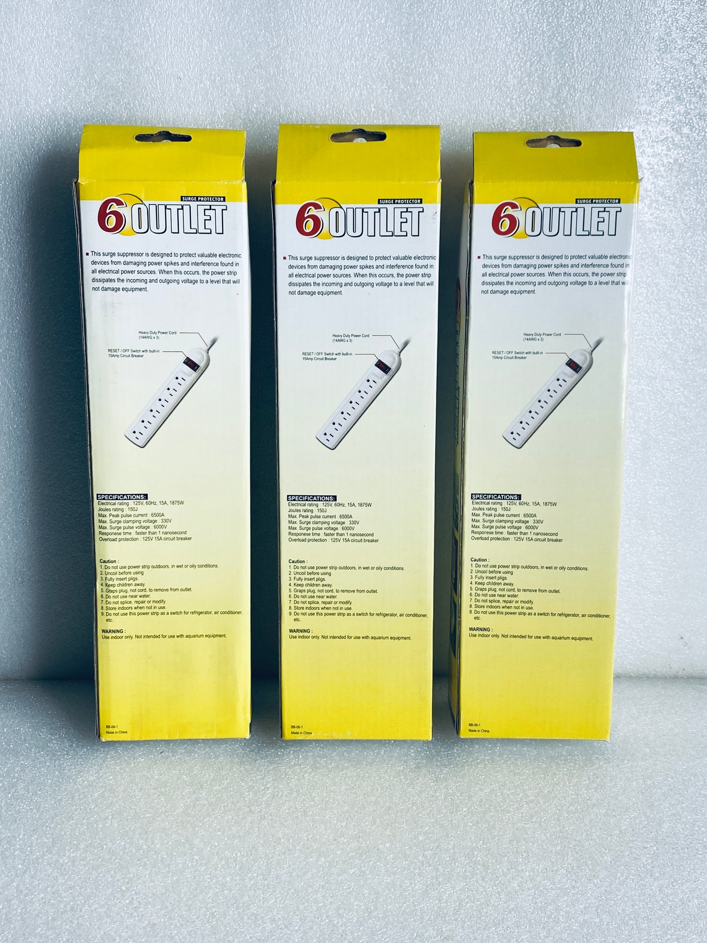 lot Of 3 New Other - 6 Outlet 125V 15A Surge Protectors, BB-06-1