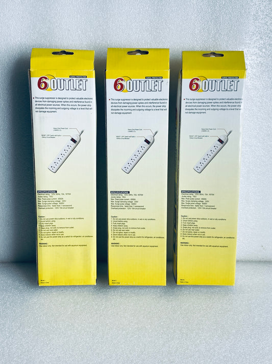 lot Of 3 New Other - 6 Outlet 125V 15A Surge Protectors, BB-06-1