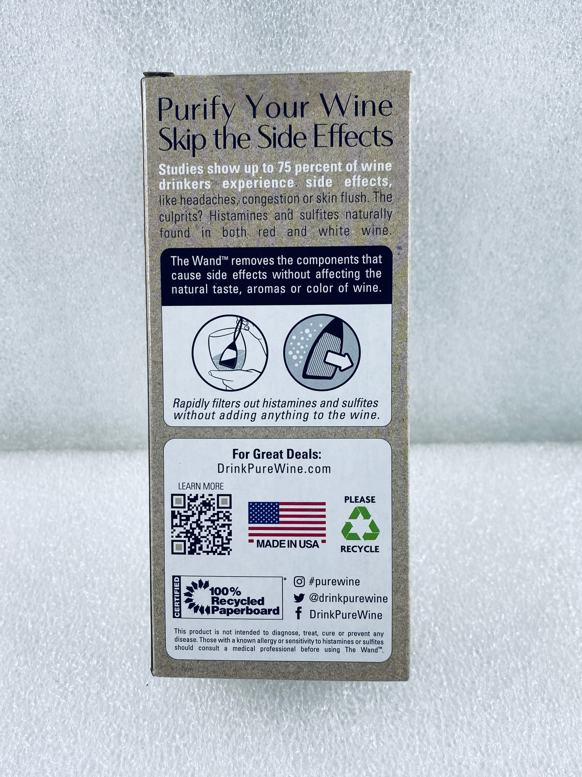Set Of 8 - New PureWine The Wand ECO-FRIENDLY Wine Purifier 8-Pack, White