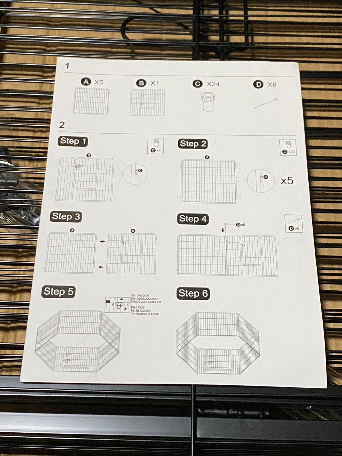 New Open Box NEWBULIG 6 Panel 40” In/Outdoor Metal Dog Playpen, Black