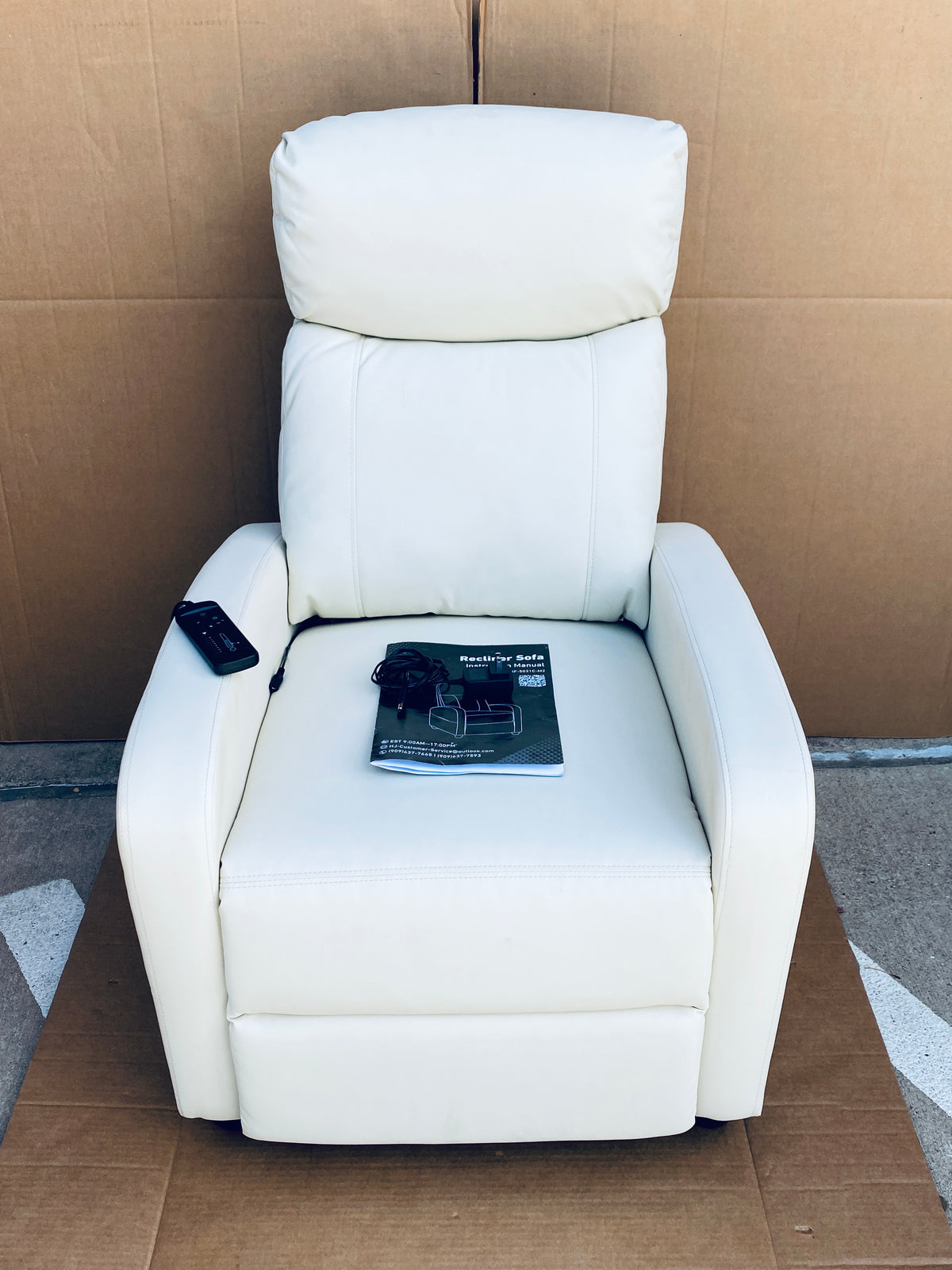 edx Adjustable Recliner Chair Sofa with Vibration Massage Function, Beige