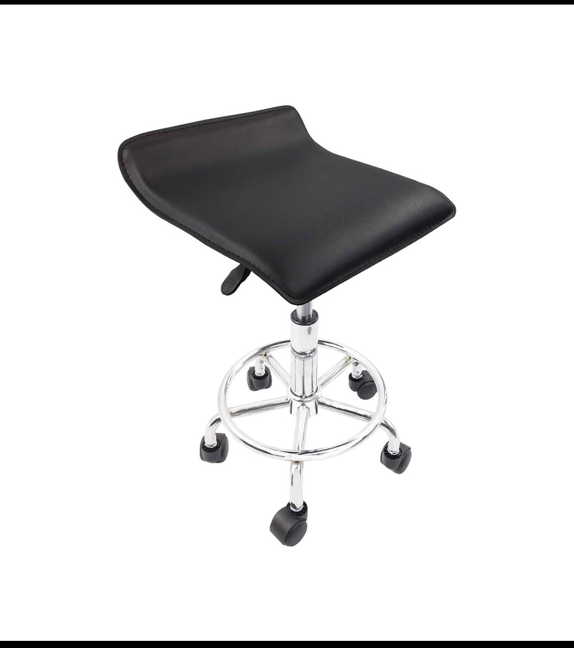 New KKTONER Square Height Adjustable Rolling Stool With Foot Rest, Black