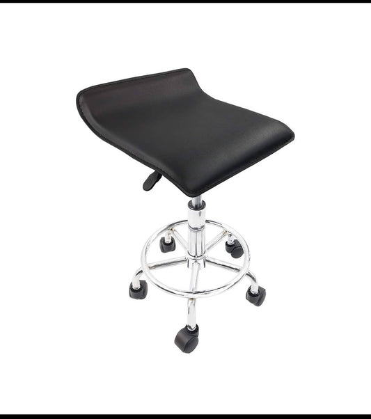 New KKTONER Square Height Adjustable Rolling Stool With Foot Rest, Black