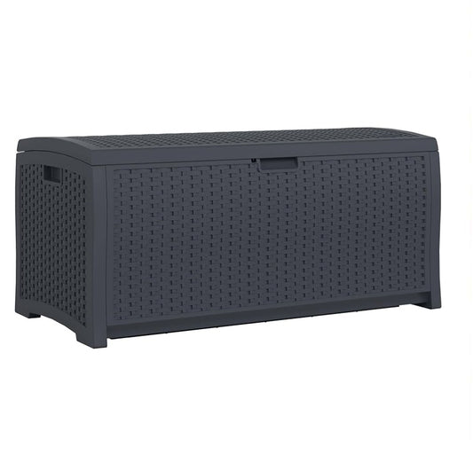 New Other Suncast 73 Gallon Outdoor Resin Wicker Deck Box With Lockable Lid