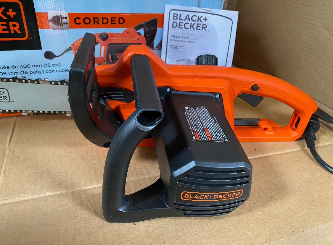 Like New BLACK+DECKER 12 Amp 16 in. Corded Electric Chainsaw, Black/Orange