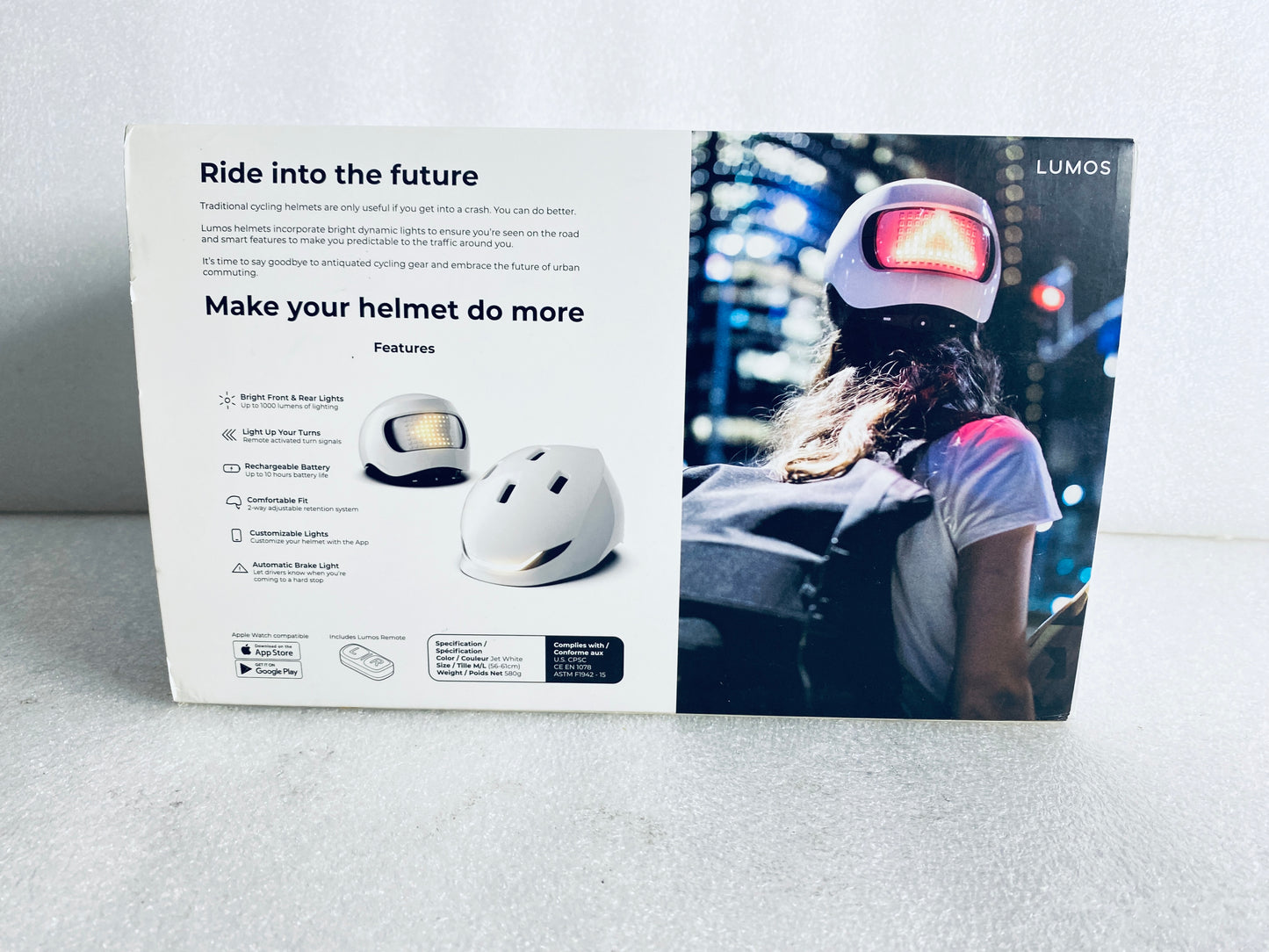 New Other Lumos Matrix Size M/L Bluetooth Jet White Smart Helmet With Remote