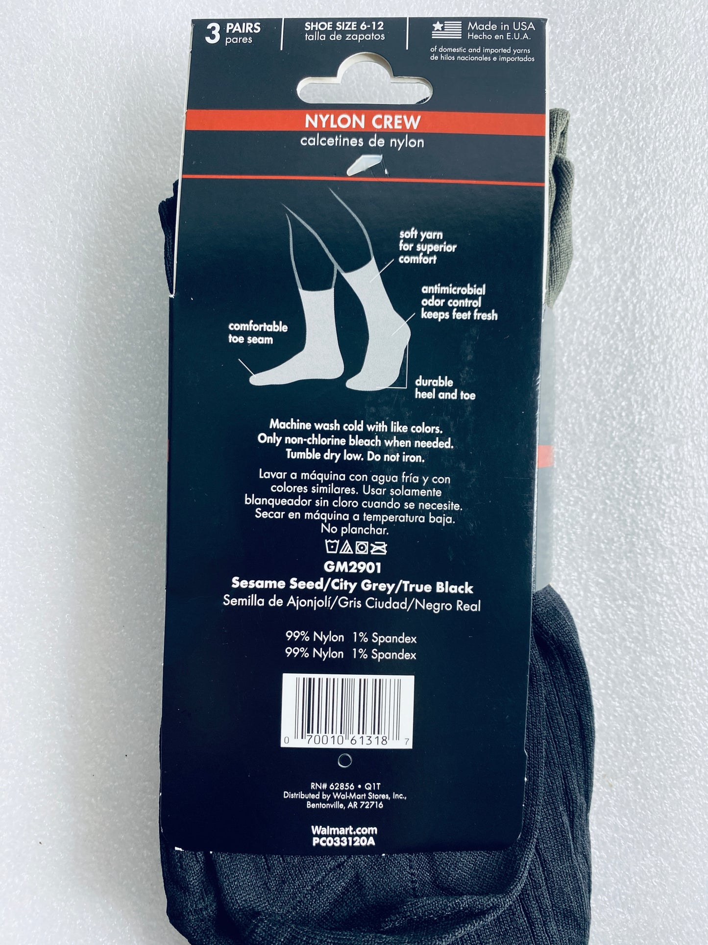 Lot Of 2 New – George Nylon Crew Socks, Shoe Size 6-12, 6 Pairs Total