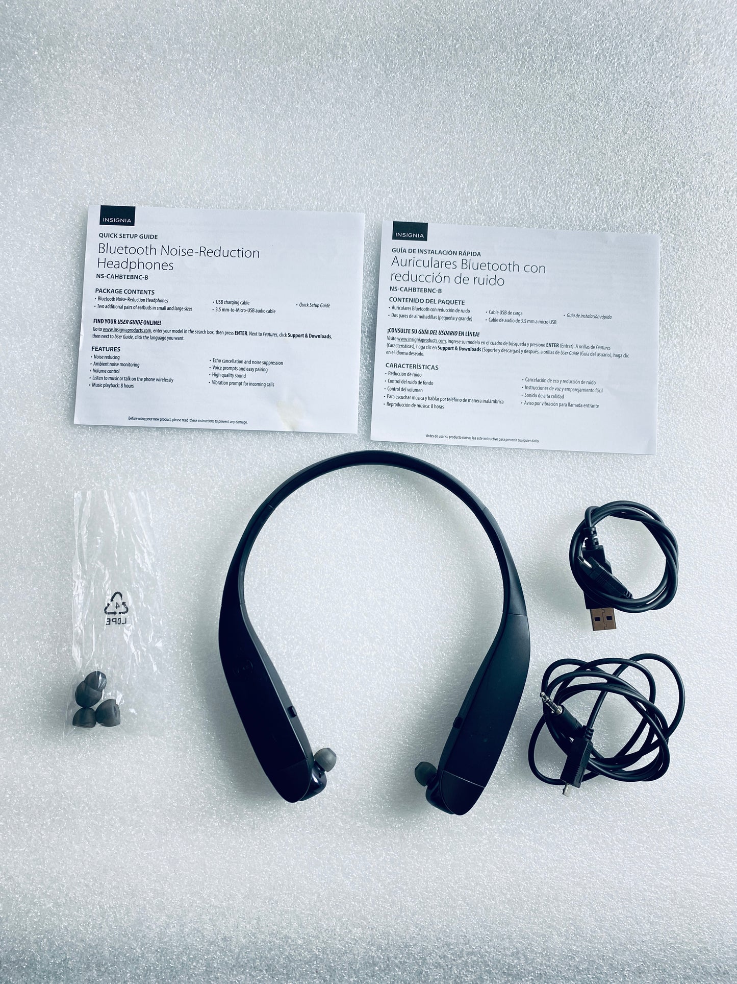 Insignia Wireless Bluetooth In-Ear Black Headset With Microphone, NS-CAHBTEBNC-B